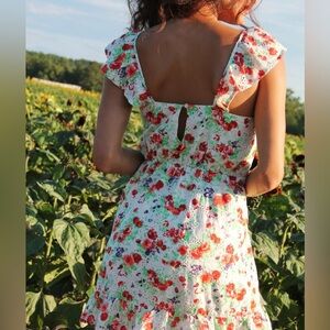 Blue Rain Francesca’s  Floral Eyelet Dreas New With Tags XS